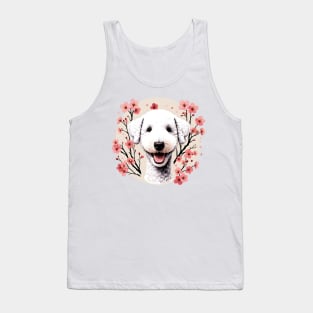 Bedlington Terrier Enjoys Spring's Cherry Blossoms Beauty Tank Top